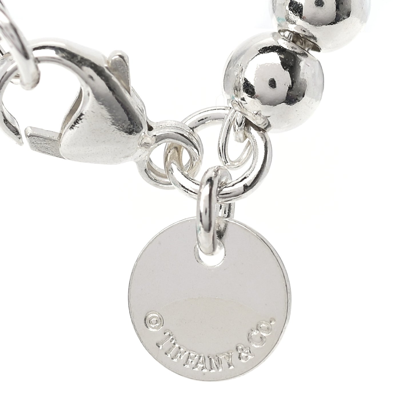 Sterling Silver 4mm Mom Heart Tag Bead Bracelet
