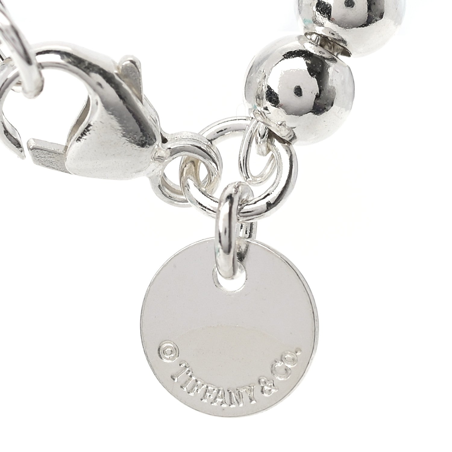 Tiffany Sterling Silver 4mm Mom Heart Tag Bead Bracelet 4 of 6