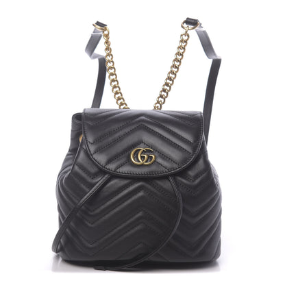 Gucci Calfskin Matelasse GG Marmont Flap Backpack Black 1 of 9