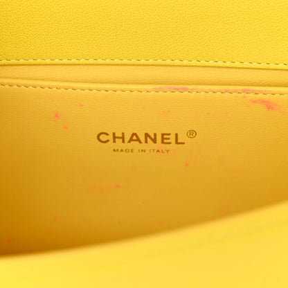 Chanel Caviar Chevron Quilted Medium Boy Flap Yellow 6 of 12