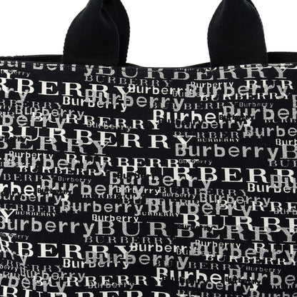 Burberry Canvas Logo Tote Black White 9 of 9