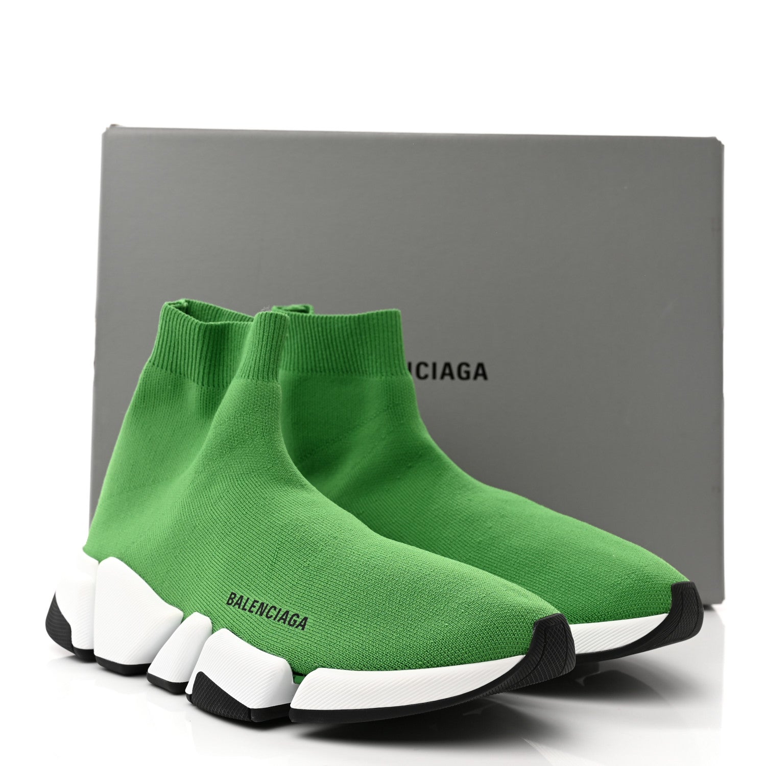 Balenciaga Technical 3D Recycled Knit Bi-Color Sole Mens Speed 2.0 Sneakers 42 Green 10 of 10