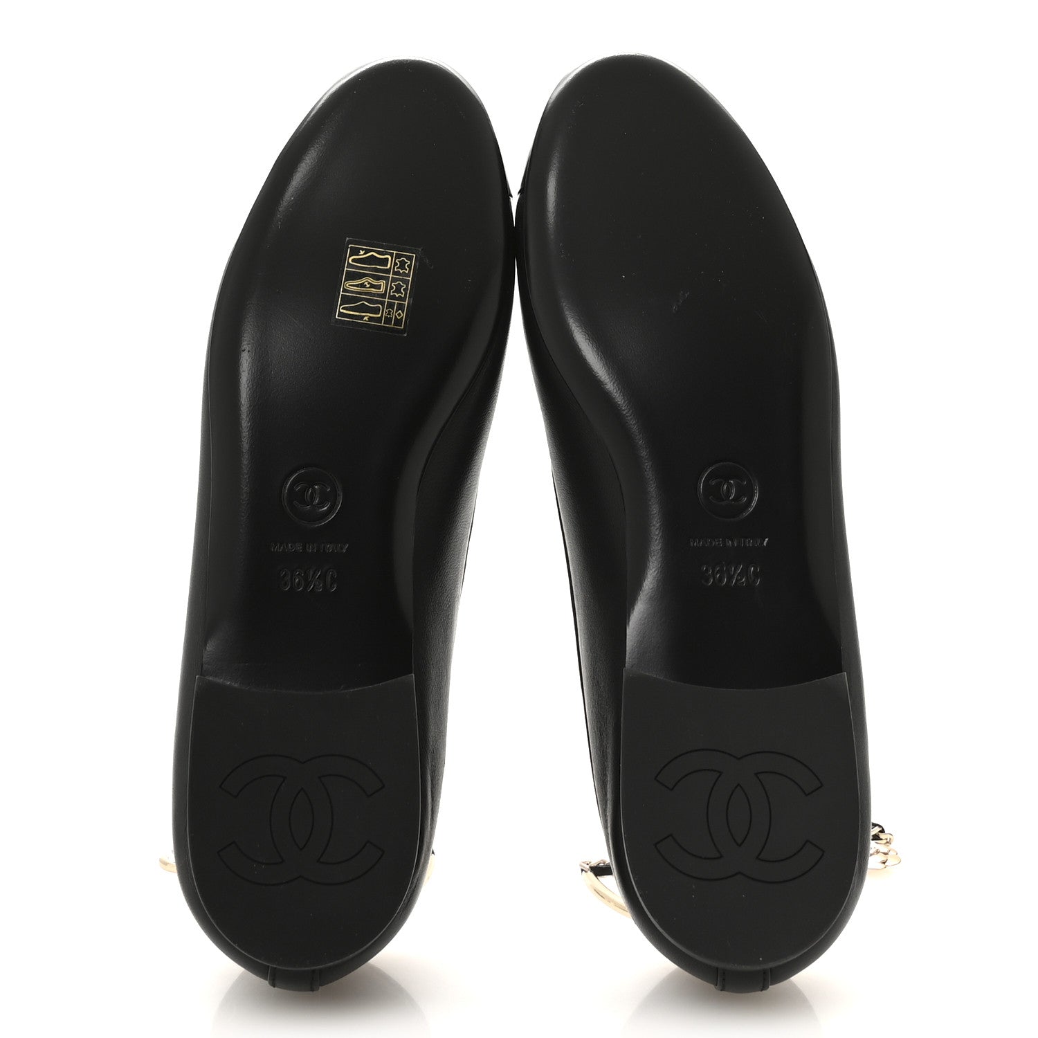 Chanel Lambskin Patent Calfskin Cap Toe Ankle Chain Ballerina Flats 36.5 Black 6 of 8