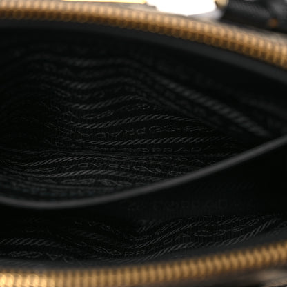 Prada Jacquard Saffiano Triangolo Symbole Embroidered Mini Galleria Double Zip Tote Black Corda 7 of 14