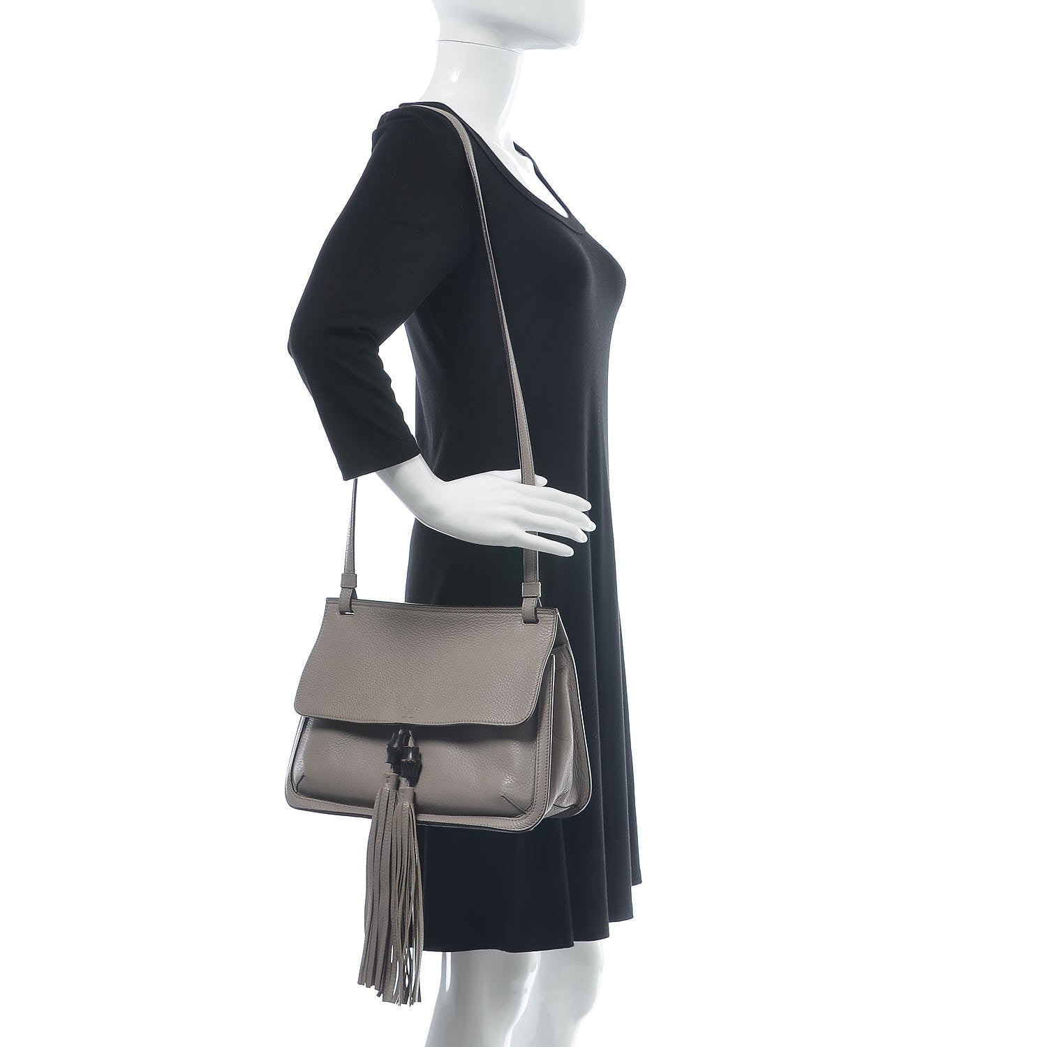 Gucci Cellarius Calfskin Medium Bamboo Daily Flap Shoulder Bag Storm Grey 2 of 15