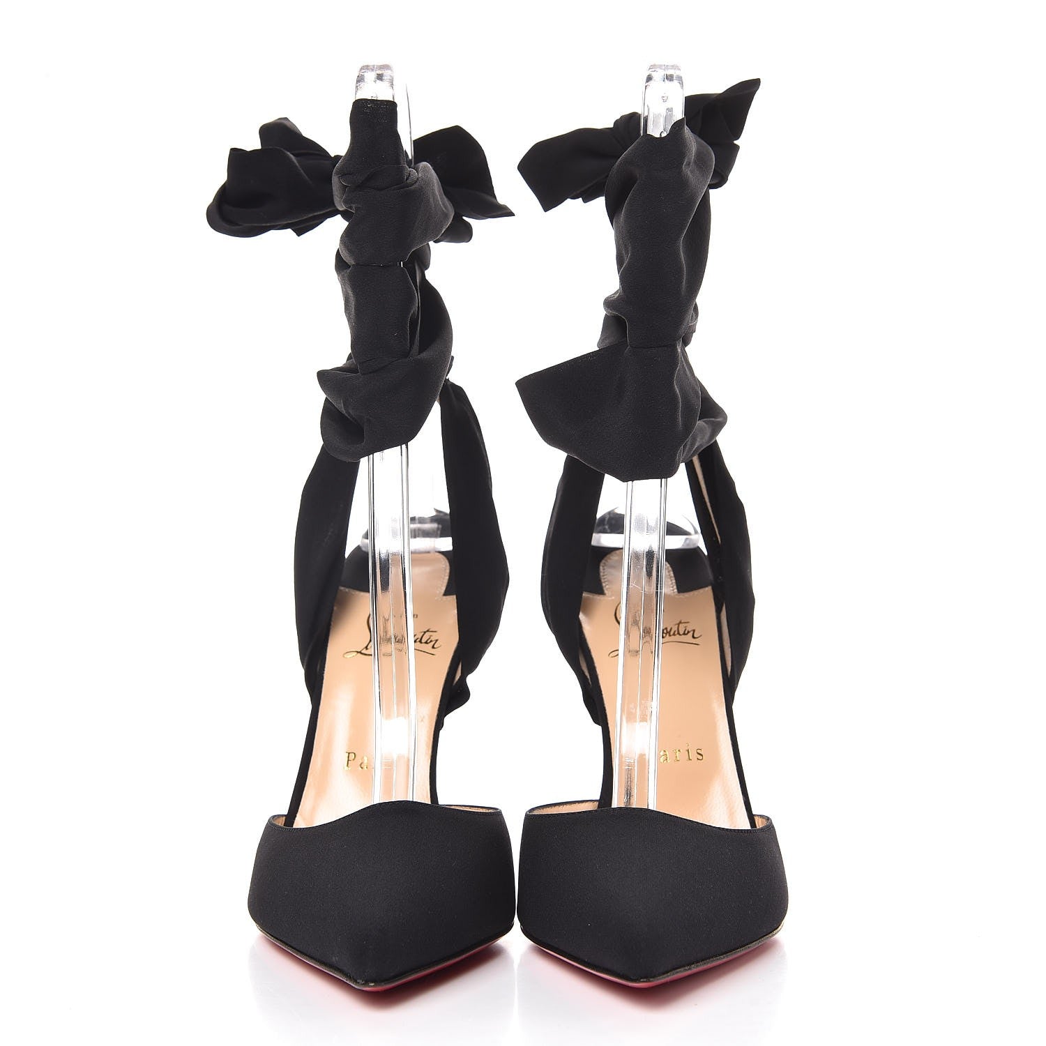 Christian Louboutin Satin Douce Du Desert 100 Heels 39.5 Black 2 of 7