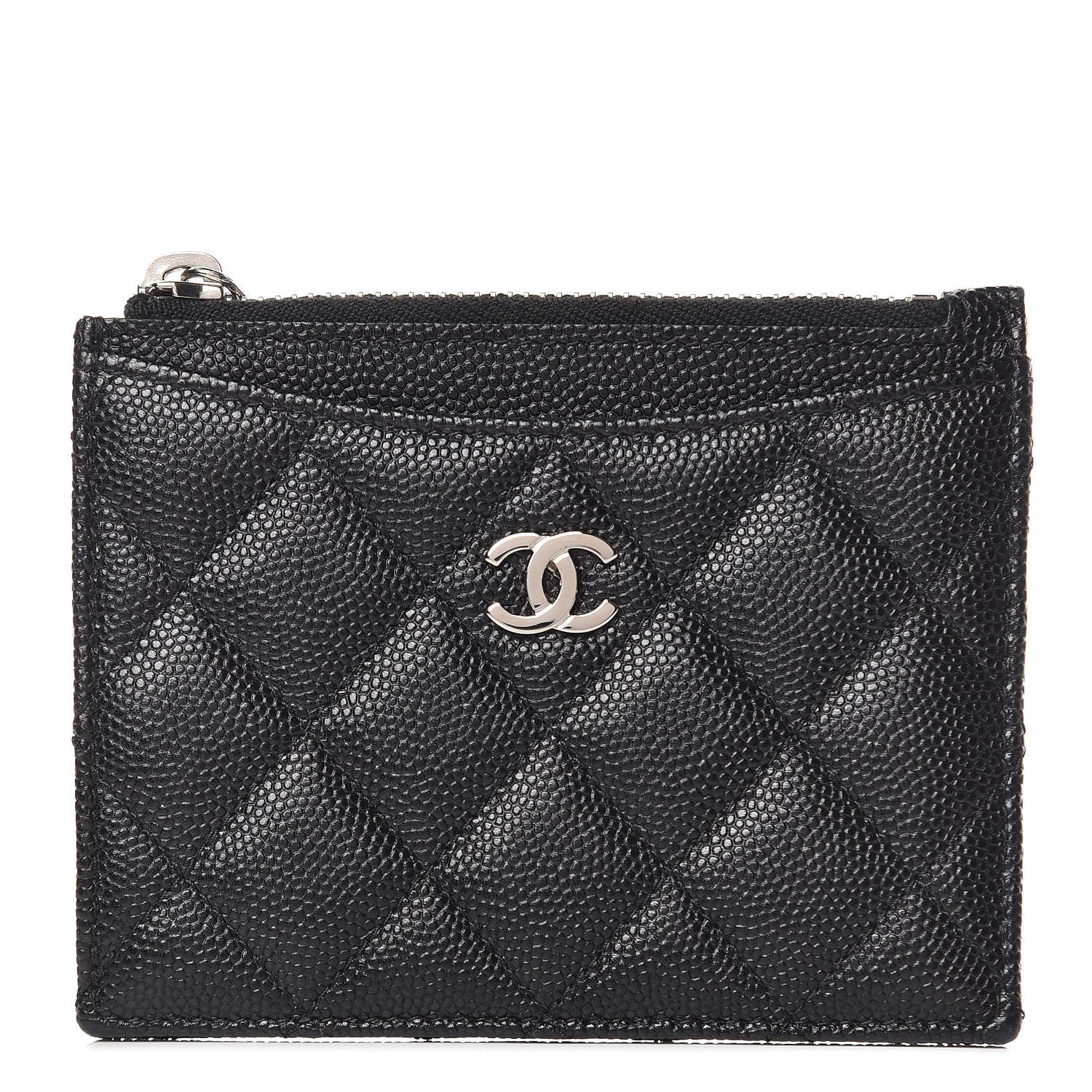 Chanel Caviar Quilted CC Zip Card Holder Black 1 of 8