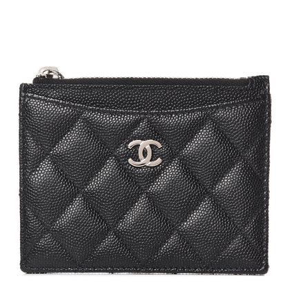 Chanel Caviar Quilted CC Zip Card Holder Black 1 of 8