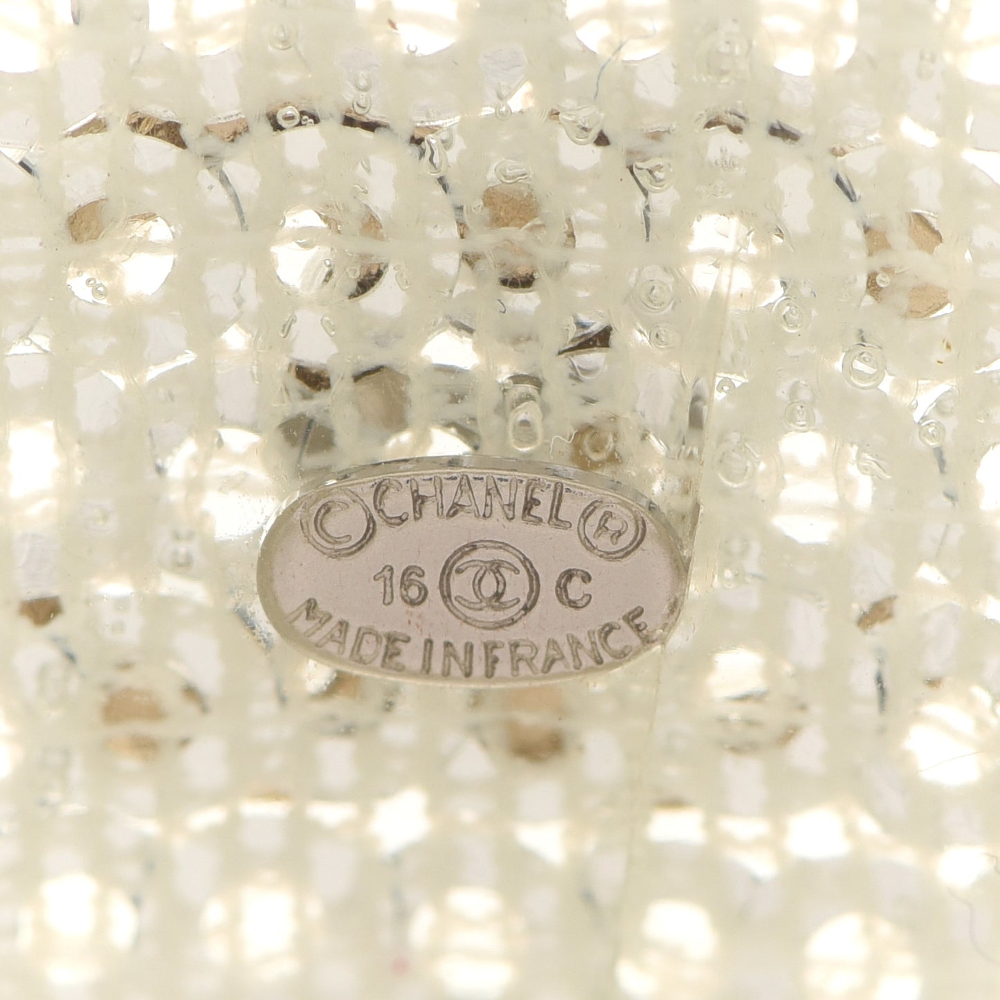 Lucite Crystal Sequin Flower CC Bangle White