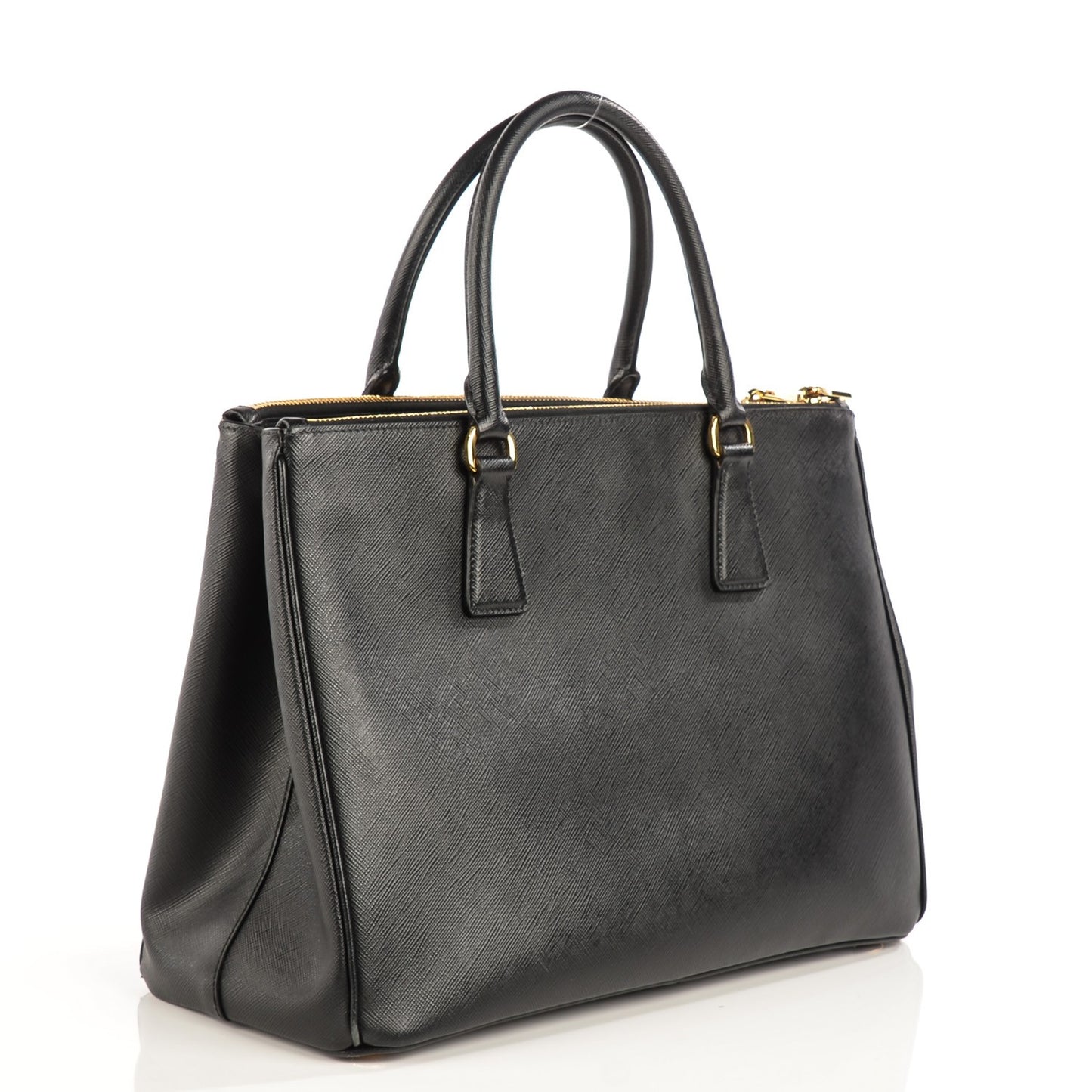 Saffiano Medium Galleria Double Zip Tote Black