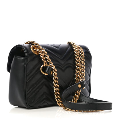 Gucci Calfskin Matelasse Mini GG Marmont Shoulder Bag Black 3 of 11