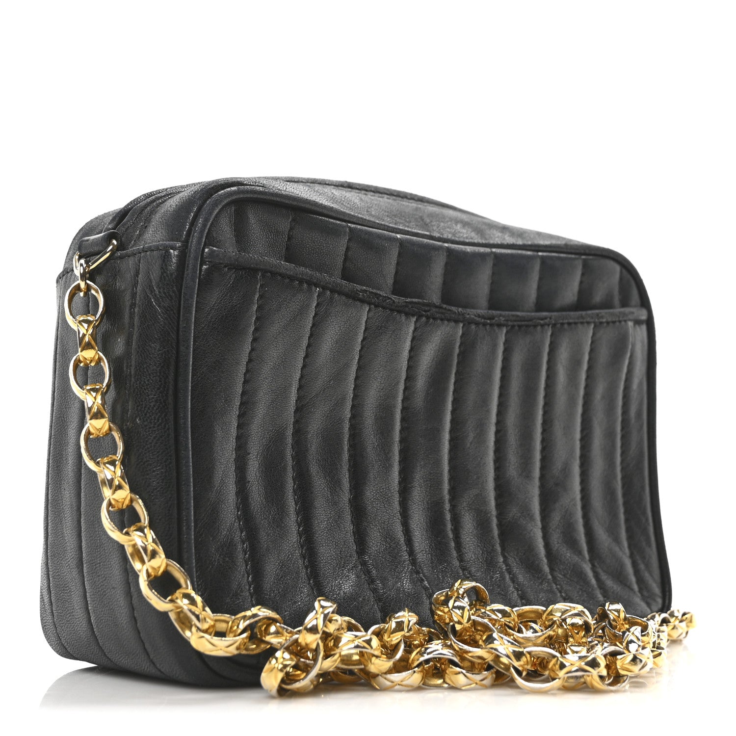 Chanel Lambskin Vertical Quilted Tassel Camera Case Black 3 of 10