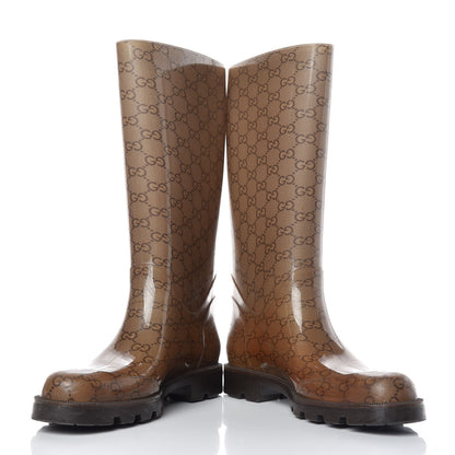 Gucci Rubber Monogram Edinburg Rain Boots 38 Transparent Cocoa 5 of 14