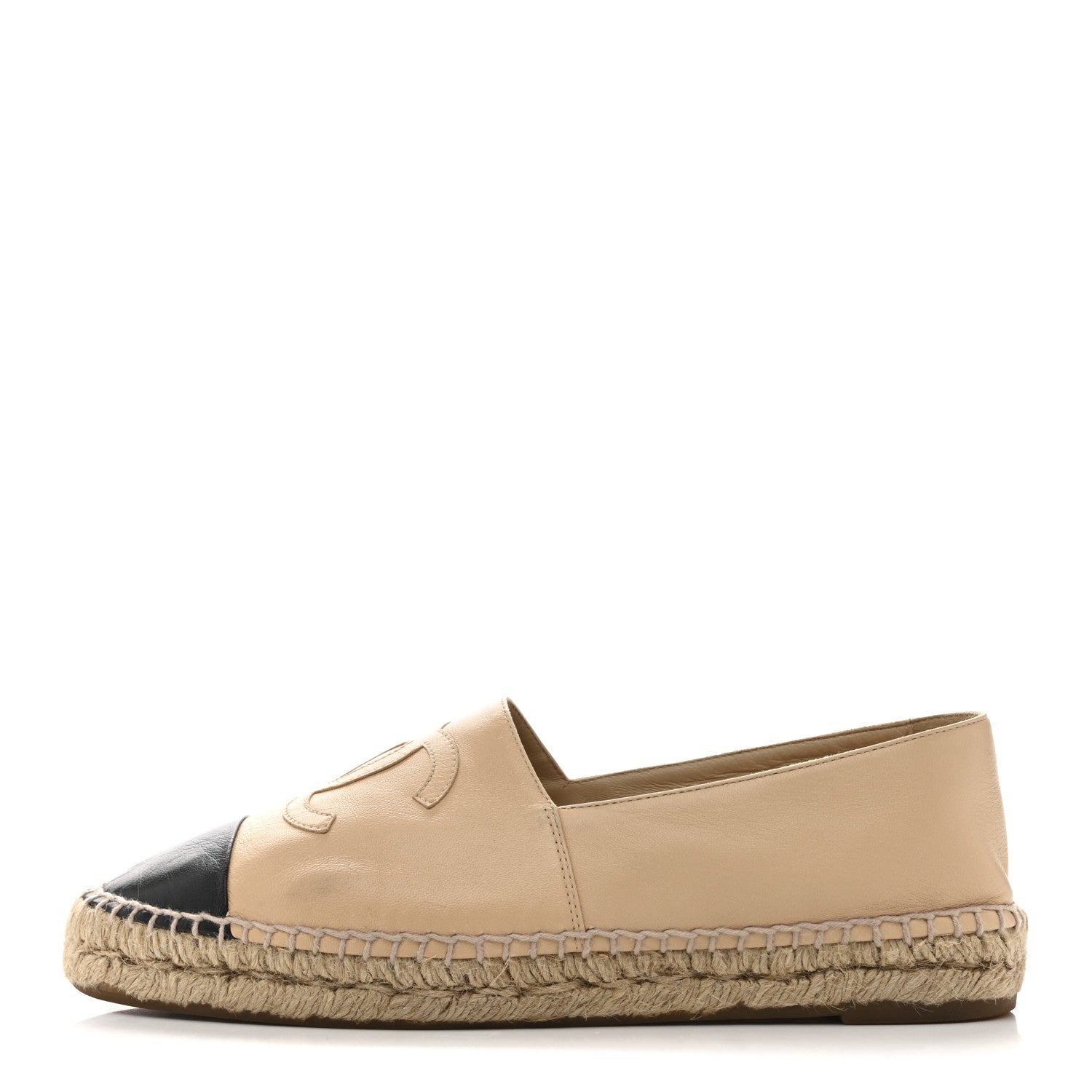 Chanel Lambskin CC Espadrilles 40 Beige Black 1 of 10