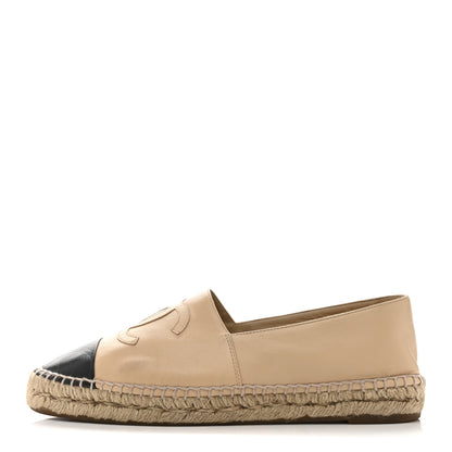 Chanel Lambskin CC Espadrilles 40 Beige Black 1 of 10