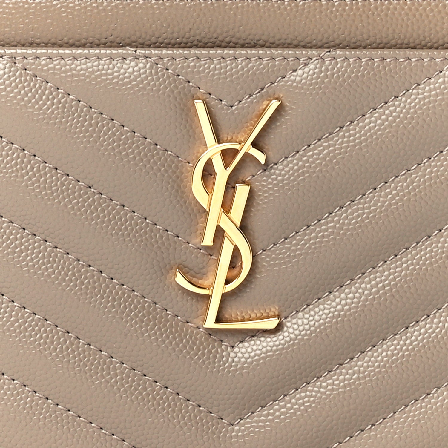 Saint Laurent Grain De Poudre Chevron Monogram Bill Pouch Dusty Grey 8 of 12