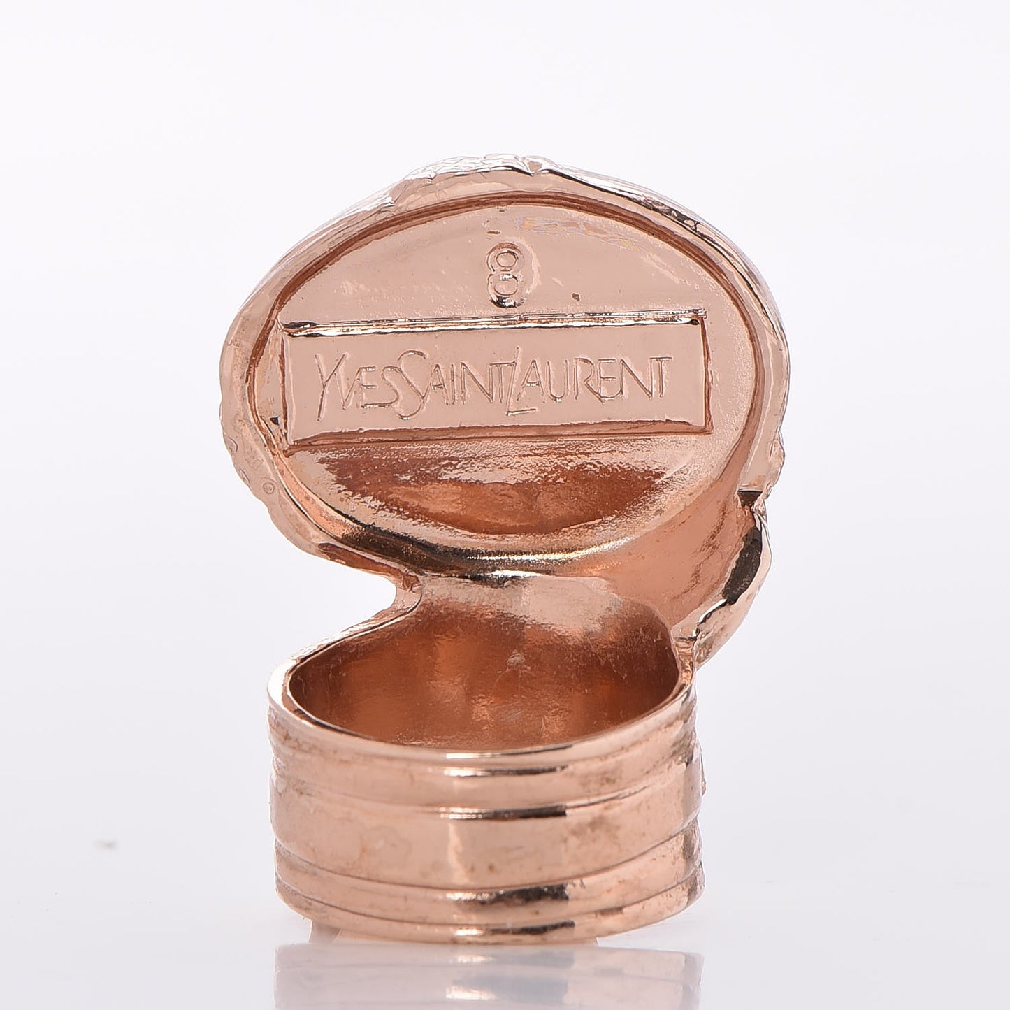 Glass Cabochon Arty Ovale Ring 8 Rose Gold Green