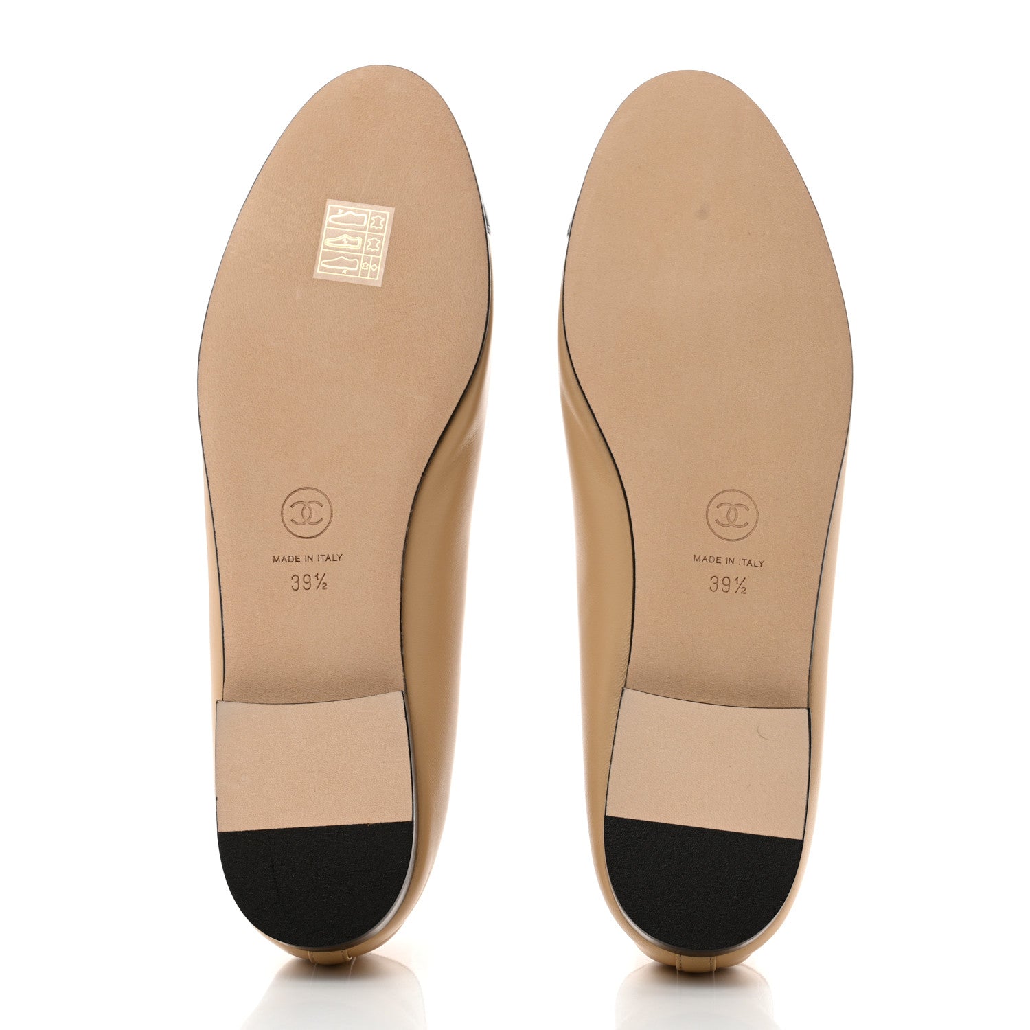 Chanel Lambskin Cap Toe Ballerina Flats 39.5 Beige Black 5 of 9
