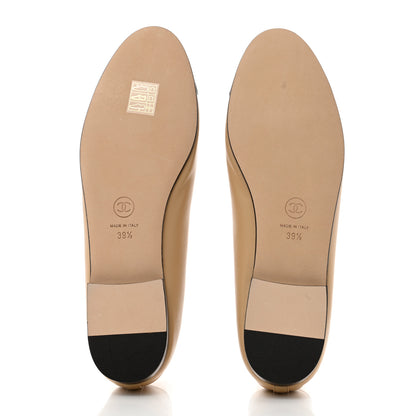 Chanel Lambskin Cap Toe Ballerina Flats 39.5 Beige Black 5 of 9