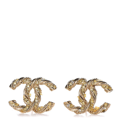 Chanel Crystal Twisted CC Earrings Gold 1 of 7