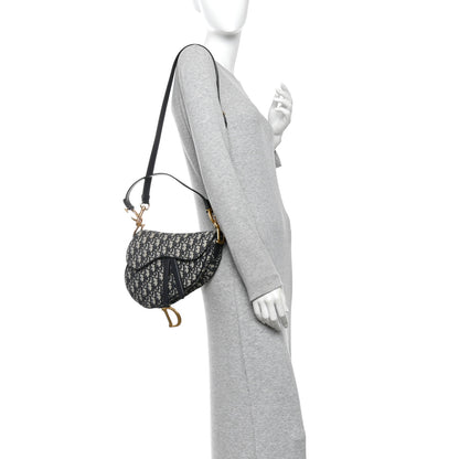 Christian Dior Oblique Saddle Bag With Strap Blue 2 of 11