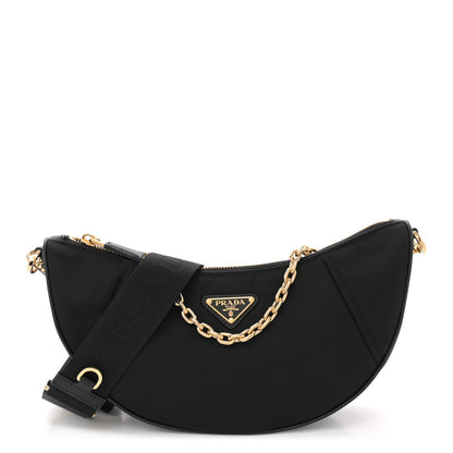 Prada Re-Nylon Saffiano Demi-lune Shoulder Bag Black 1 of 11