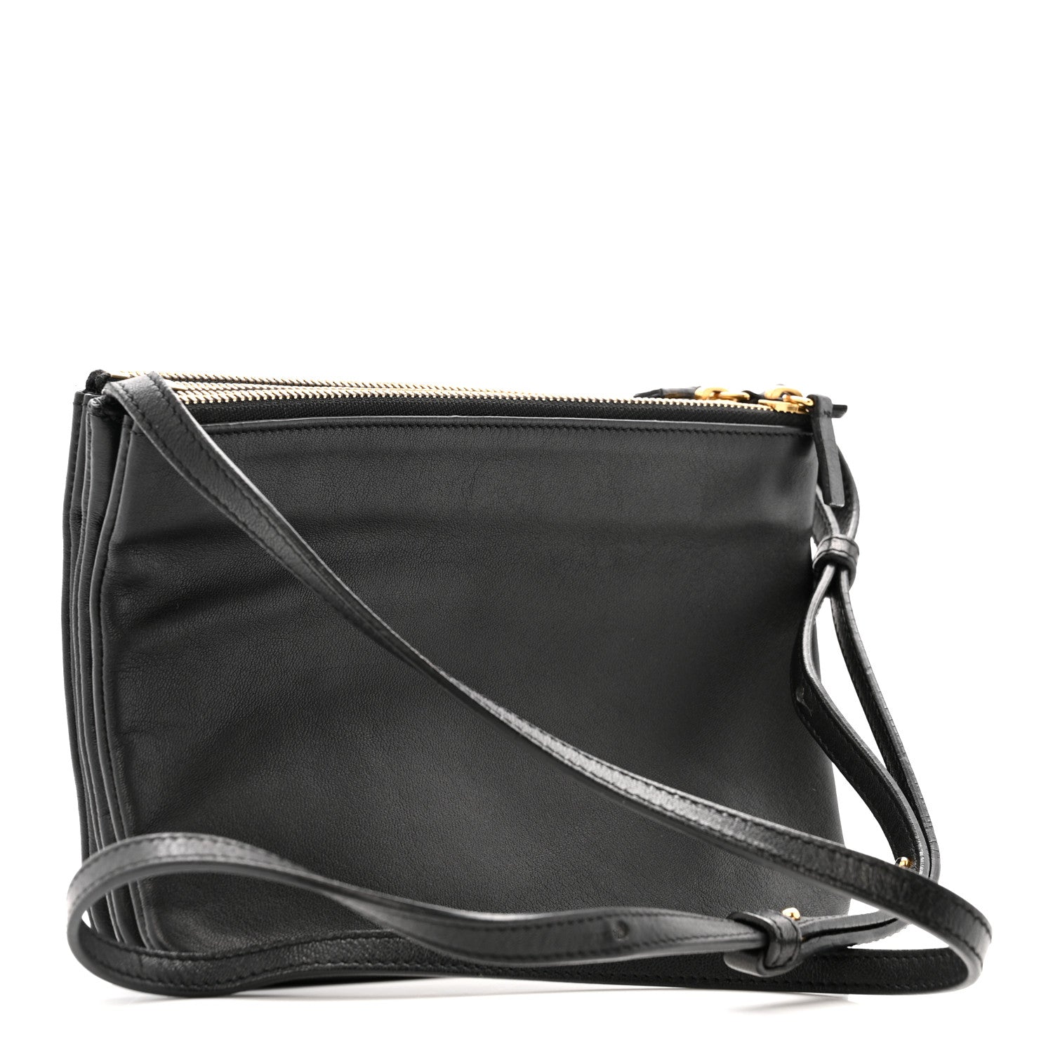 Celine Lambskin Small Trio Crossbody Bag Black 1857014 – FASHIONPHILE