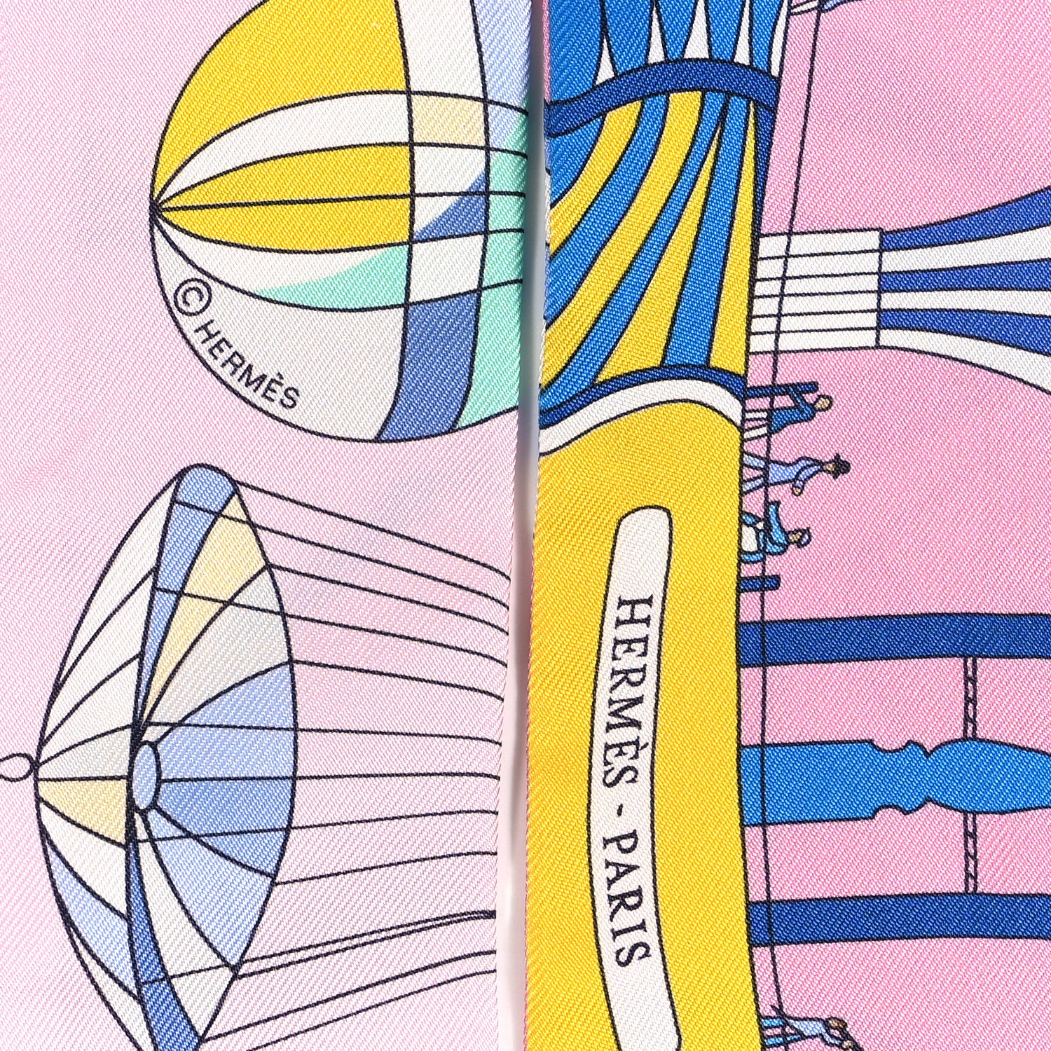 Hermes Silk Les Folies Du Ciel Twilly Rose Bleu Jaune Vif 4 of 4