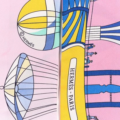Hermes Silk Les Folies Du Ciel Twilly Rose Bleu Jaune Vif 4 of 4