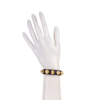 Balenciaga Agneau Giant 12 Gold Hardware Stud Bracelet S Bleu Obscur 2 of 5