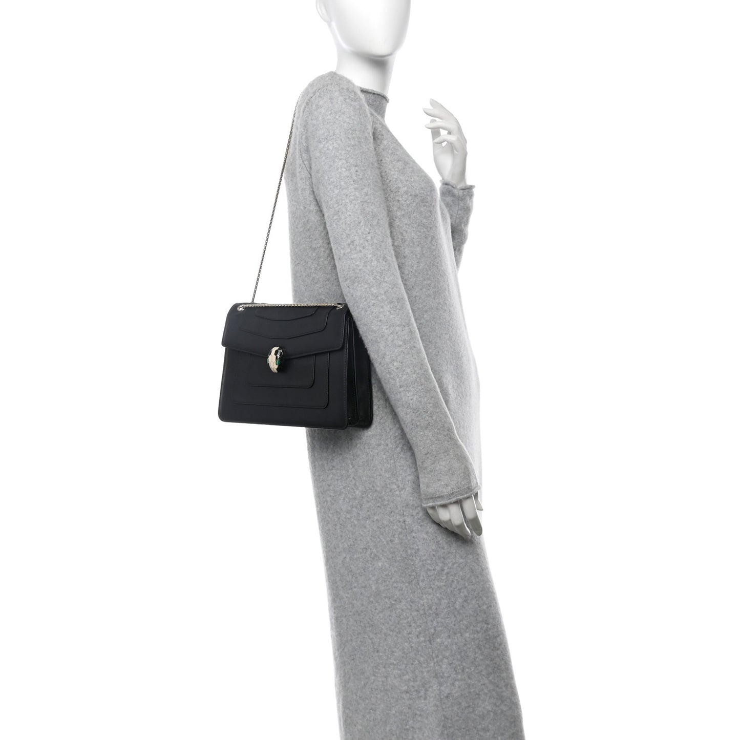Calfskin Serpenti Forever Crossbody Bag Black