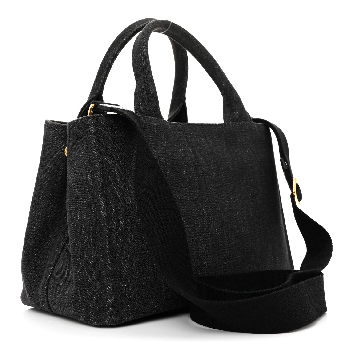 Prada Denim Small Logo Tote Black 3 of 13