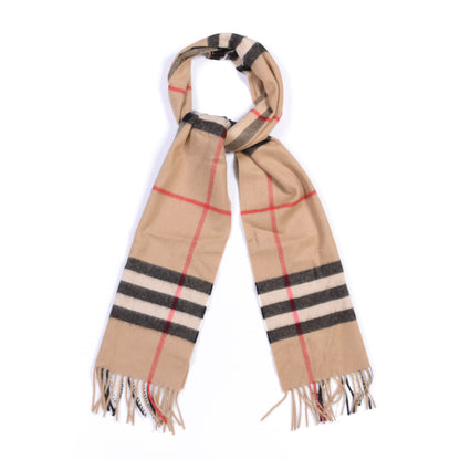 Burberry Cashmere Giant Check Fringe Scarf Archive Beige 2 of 3
