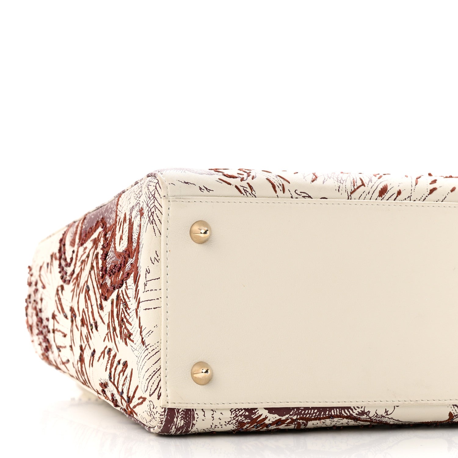Christian Dior Calfskin Embroidered Medium Toile De Jouy Lady Dior White Red 8 of 9