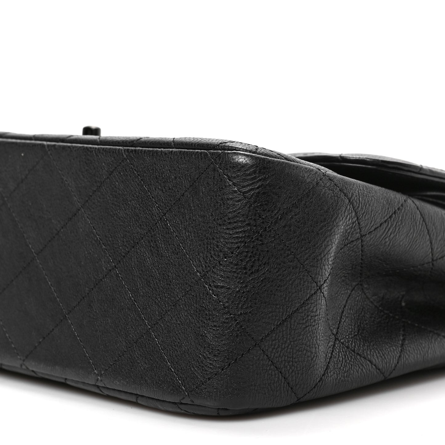Crumpled Calfskin Quilted Jumbo Double Flap So Black