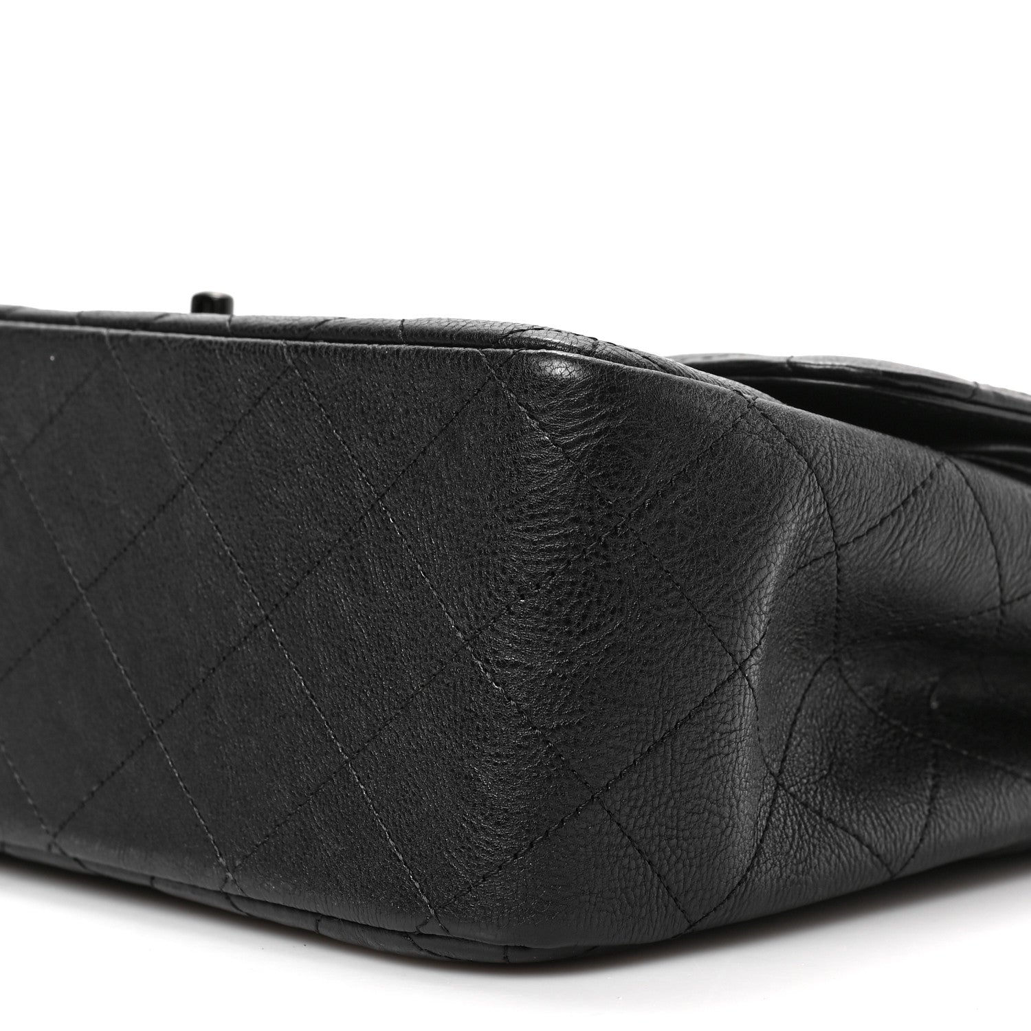 Chanel Crumpled Calfskin Quilted Jumbo Double Flap So Black 9 of 9
