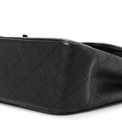 Chanel Crumpled Calfskin Quilted Jumbo Double Flap So Black 9 of 9