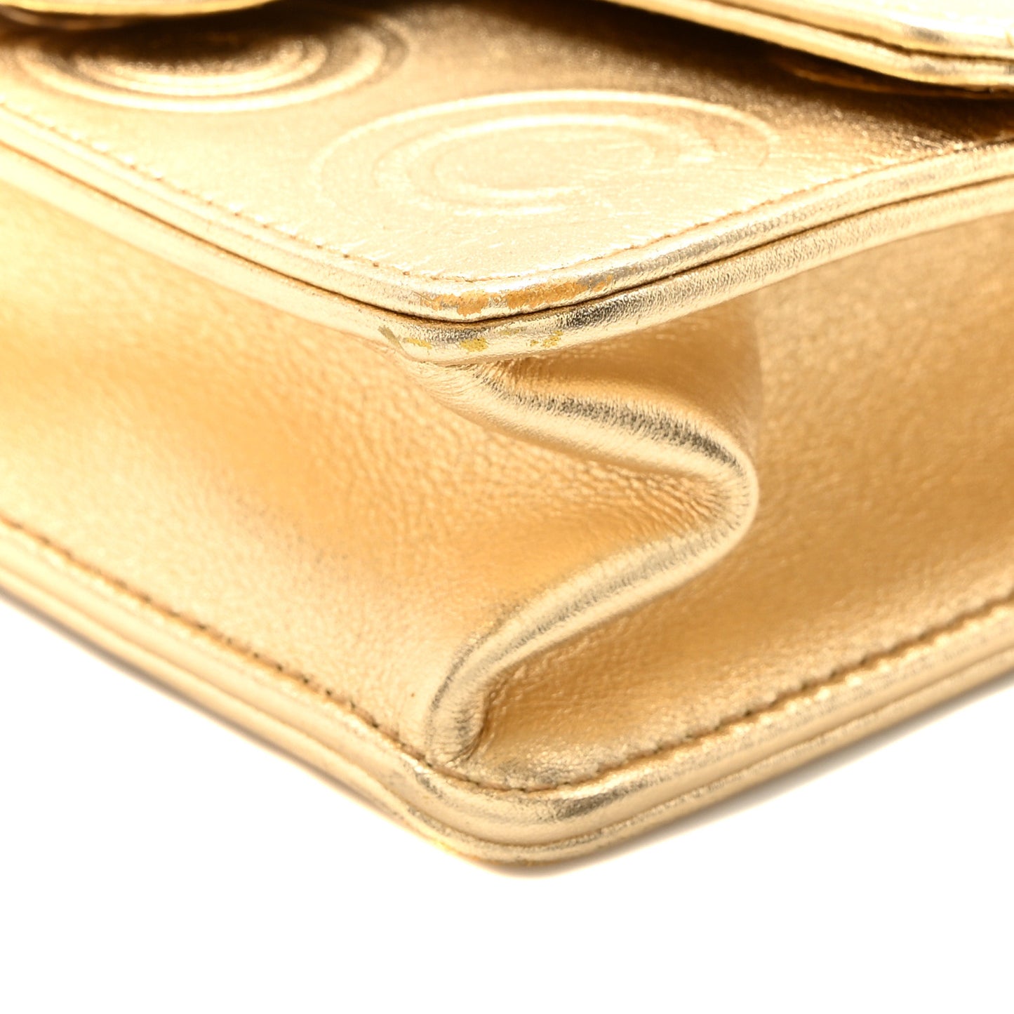 Metallic Calfskin Cocallover Square Flap Gold