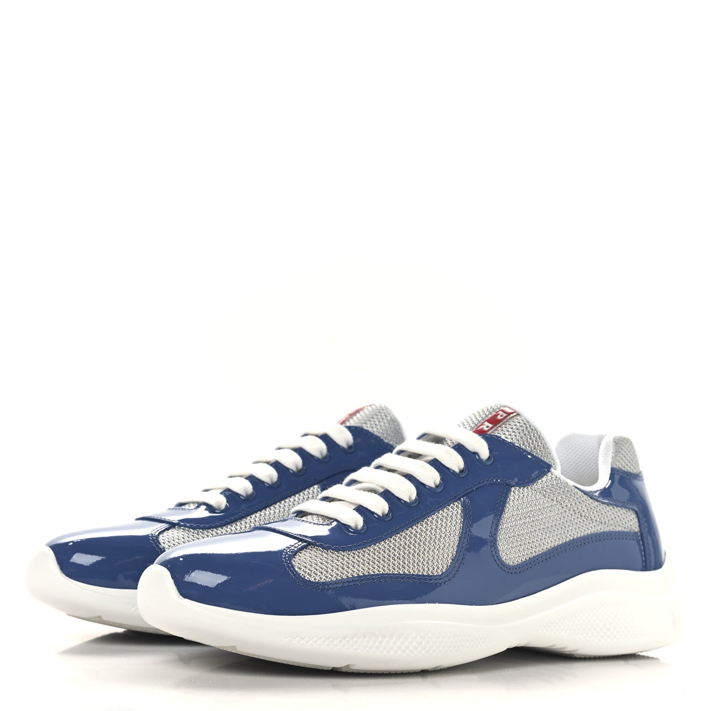Patent Technical Fabric Mens America's Cup Patchwork Sneakers 8 Blue Silver