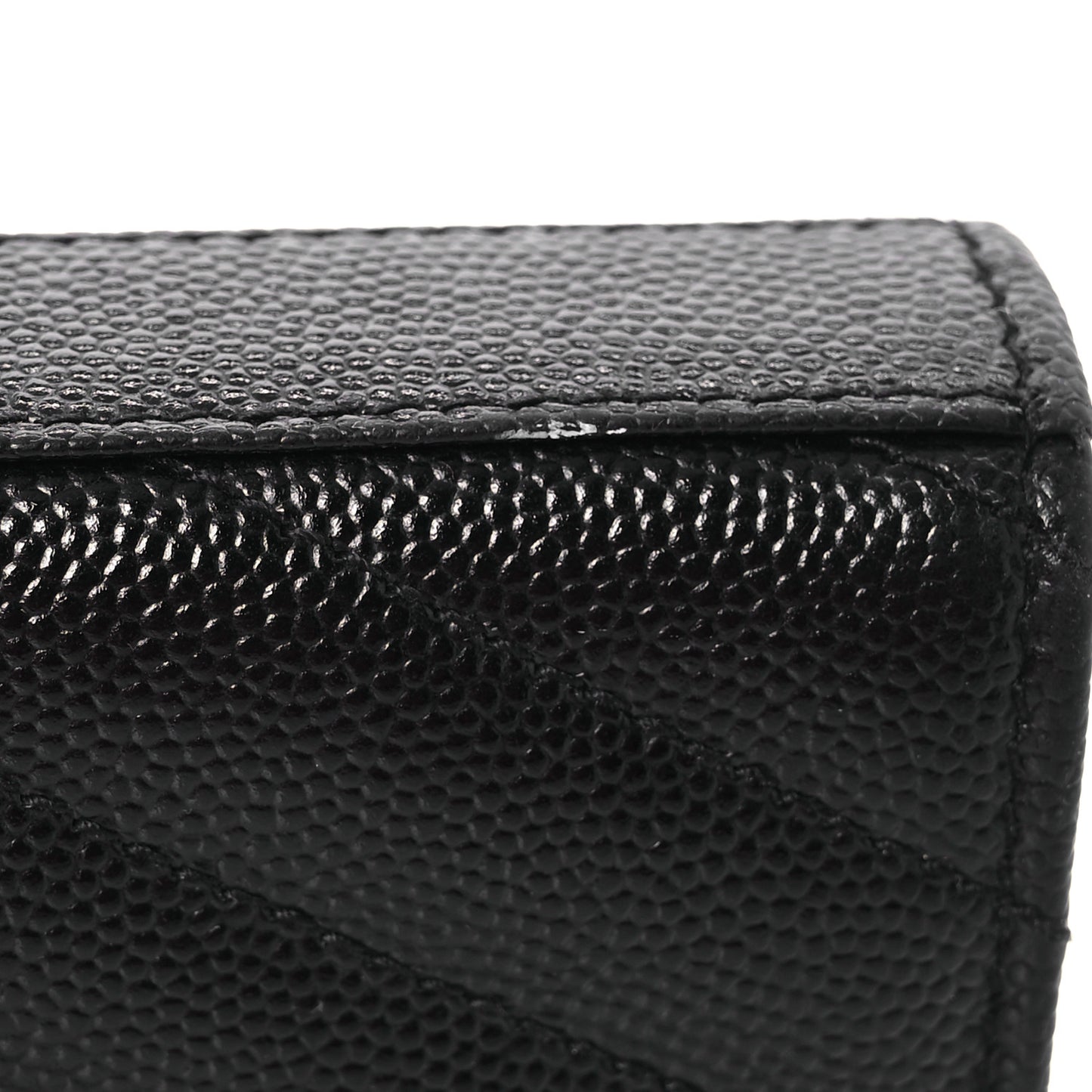 Grain De Poudre Matelasse Chevron Monogram Monochrome Envelope Chain Wallet Black