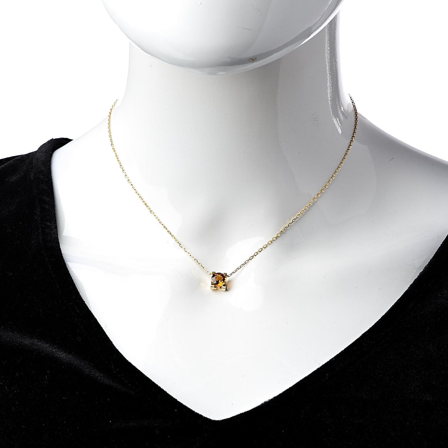 18K Yellow Gold Citrine C De Pendant Necklace