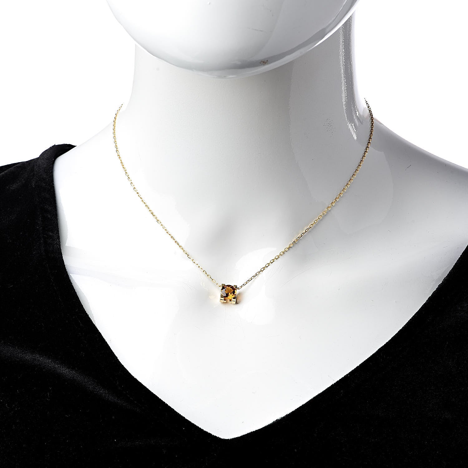 Cartier 18K Yellow Gold Citrine C De Pendant Necklace 2 of 6