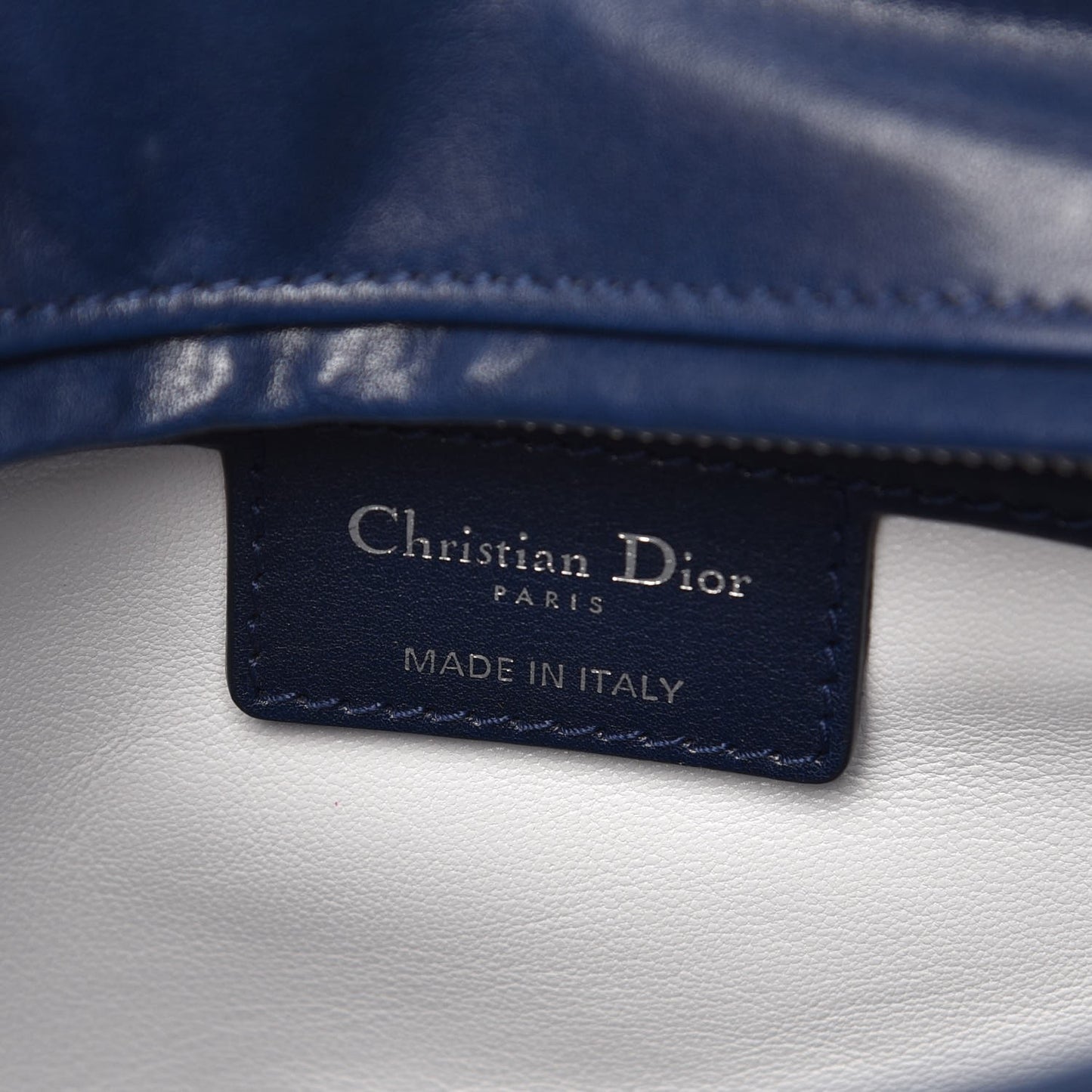 Lambskin Cannage Embroidered Medium Lady Dior Saphir Multicolor