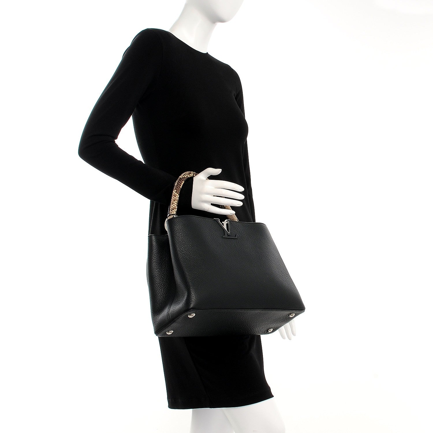 Louis Vuitton Taurillon Python Capucines MM Black 2 of 6