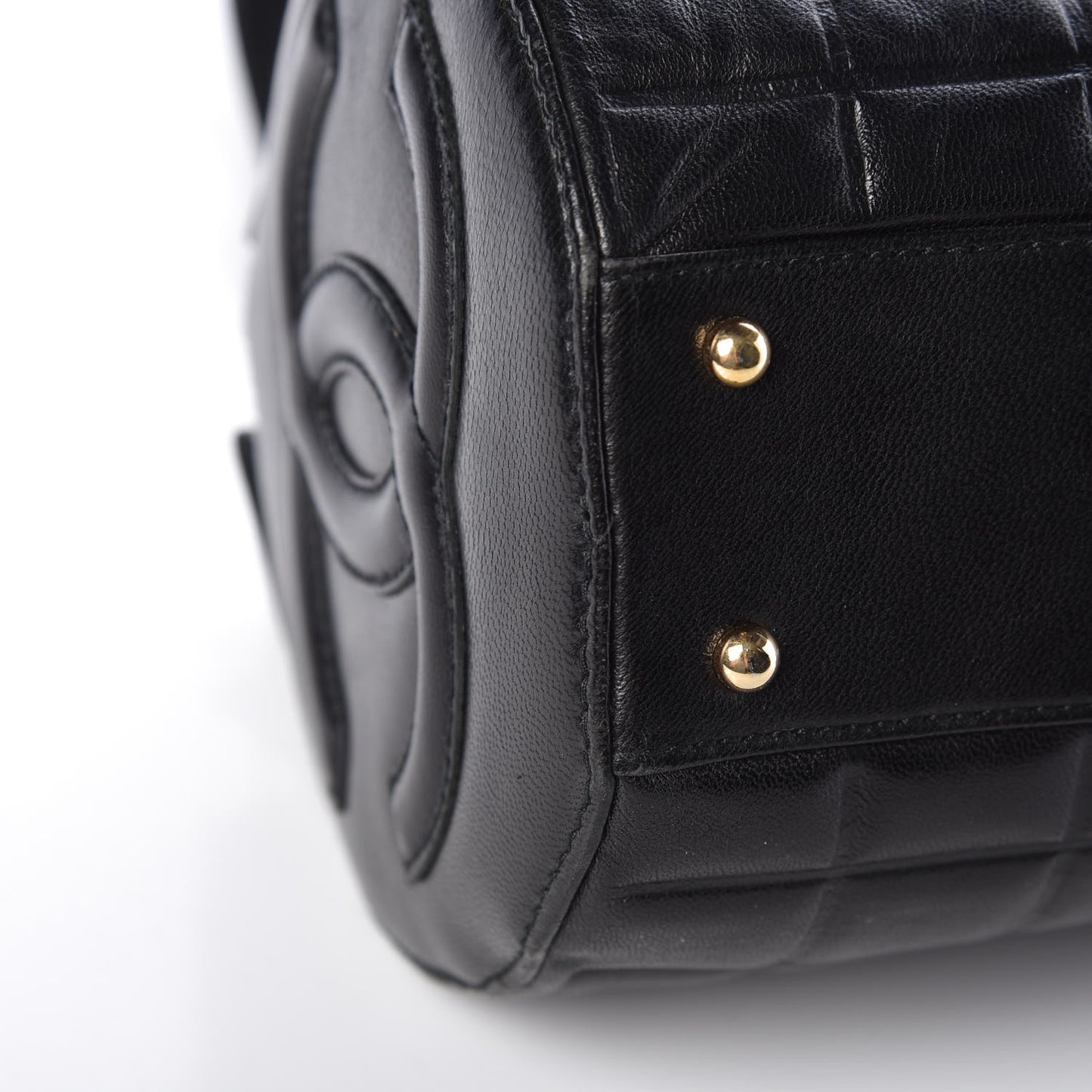 Lambskin Chocolate Bar Quilted CC Shoulder Bag Black