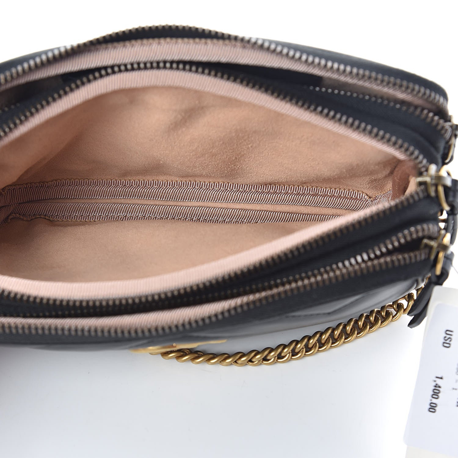 Gucci Calfskin Matelasse Mini GG Marmont Chain Crossbody Bag Black 5 of 11