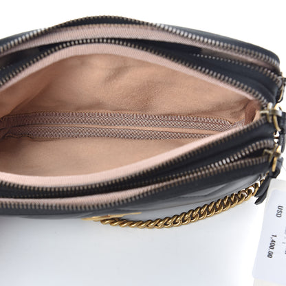 Gucci Calfskin Matelasse Mini GG Marmont Chain Crossbody Bag Black 5 of 11