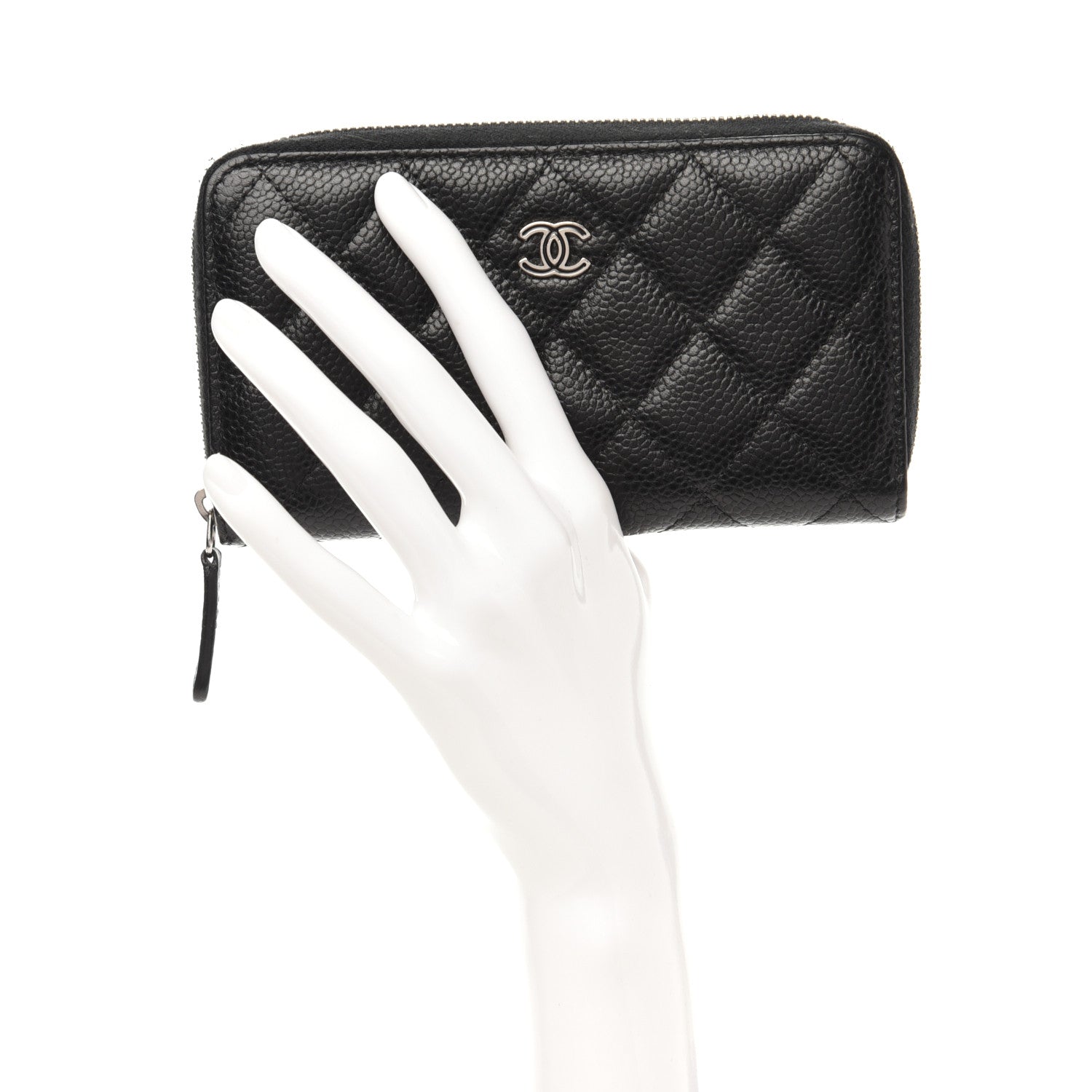 Chanel Caviar Quilted Small Gusset Zip Around Wallet Black 2 of 12