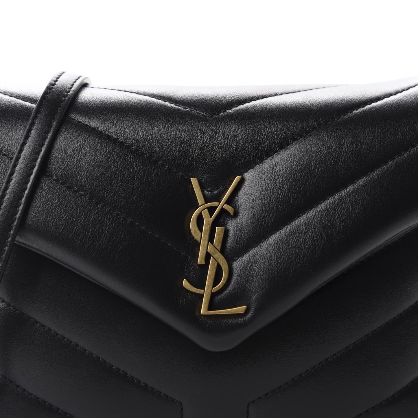 Calfskin Y Quilted Monogram Toy Loulou Crossbody Bag Black
