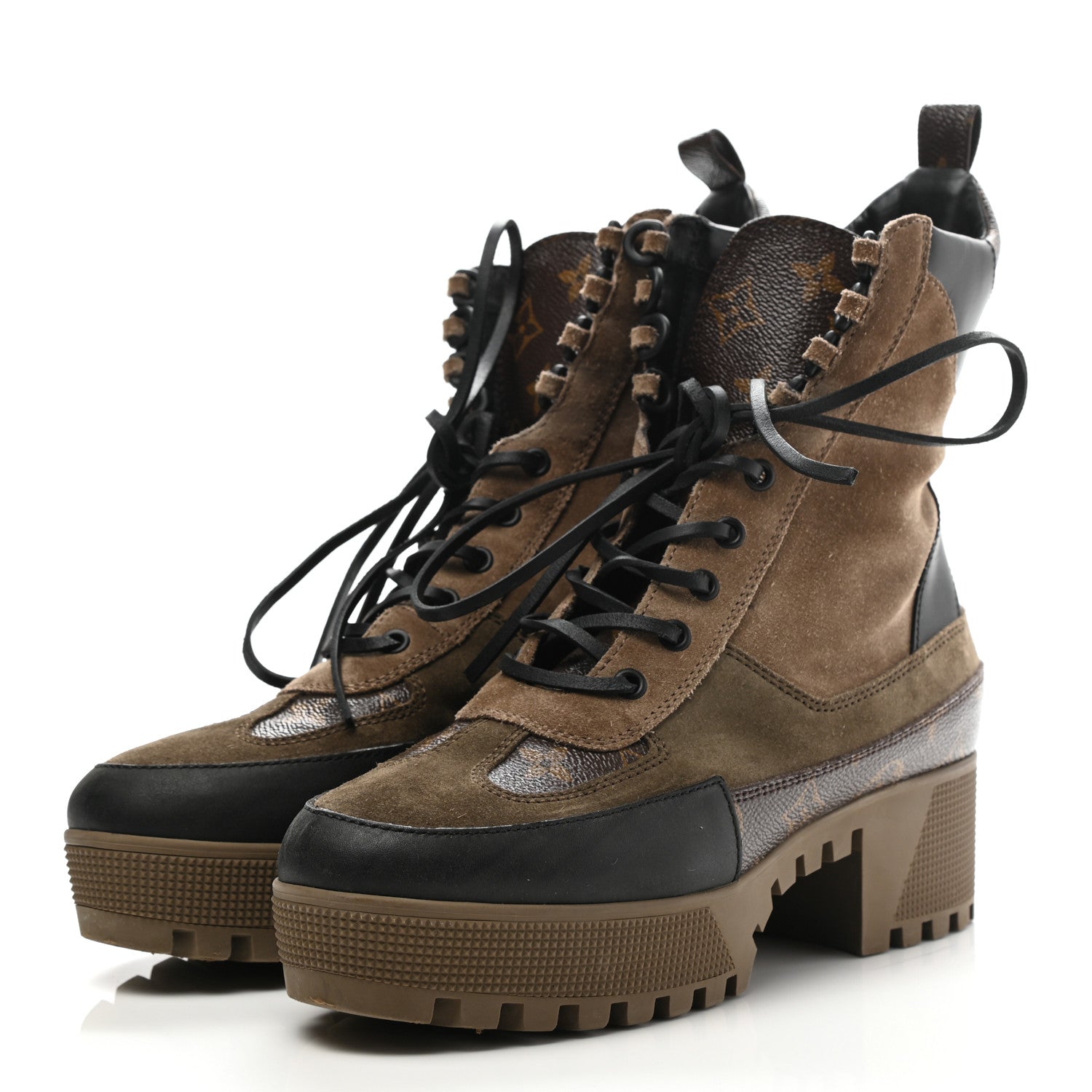 Louis Vuitton Suede Calfskin Monogram Laureate Platform Desert Boots 40 Taupe 3 of 8